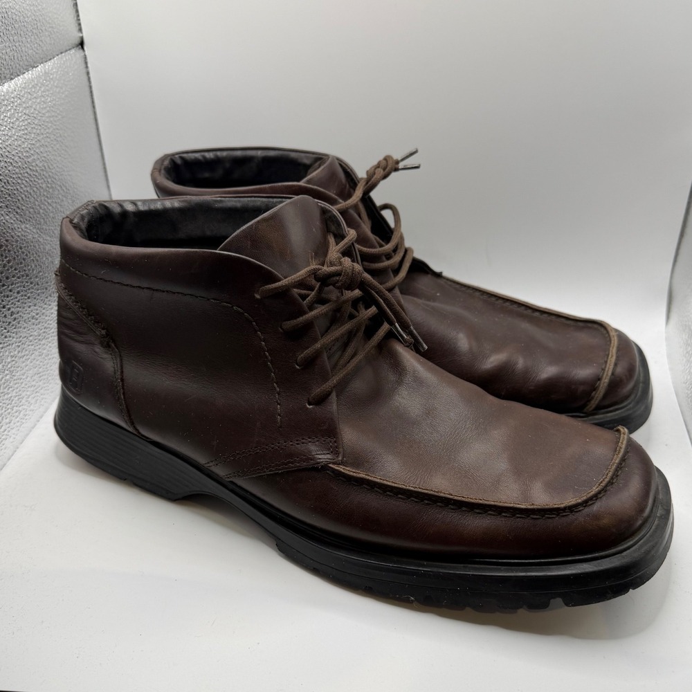 Kenneth Cole Reaction Brown Genuine Leather Moc Toe Chukka Boots Mens Size 12